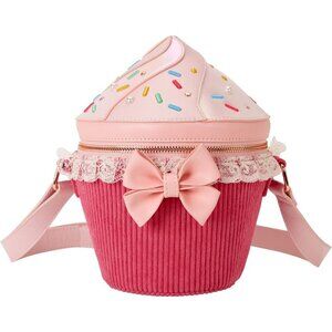Figural Cupcake Crossbody Bag Vegan Faux Leather Women's Sweet Decor